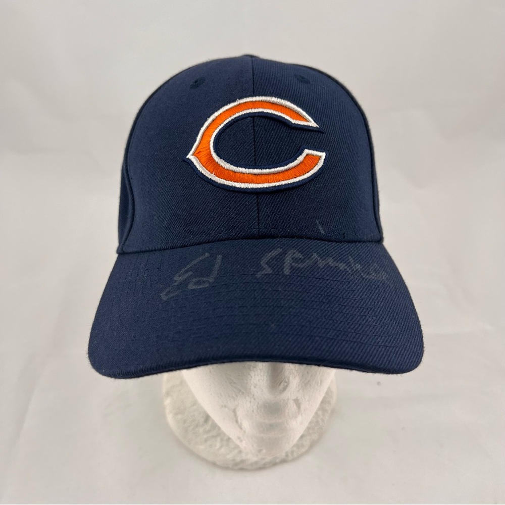 Chicago Bears Navy Blue Cap with Orange Logo with signature